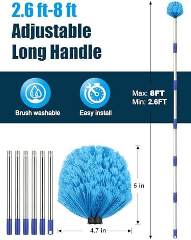 Cobweb Duster with Extension Pole, 8 ft Spider Web Brush - Image 4