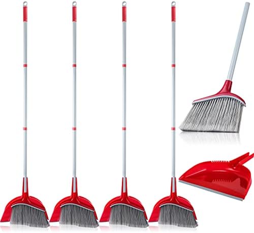 Meanplan 4 Pcs Broom and Dustpan Set, 54 Inch Indoor Angle Broom by Meanplan