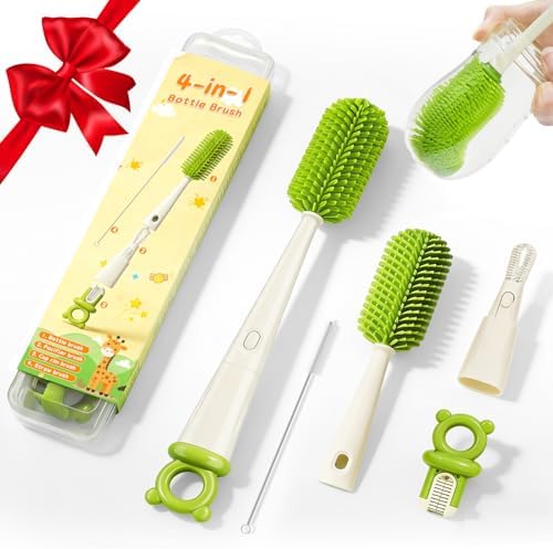 Bottle Cleaning Brush Set 4 in 1, Baby Bottle Cleaner Includes Silicone Bottle by EASICUTI