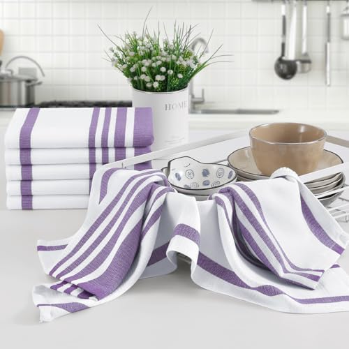 Homaxy Premium Cotton Stripe Kitchen Towels 8 Pack - Image 5