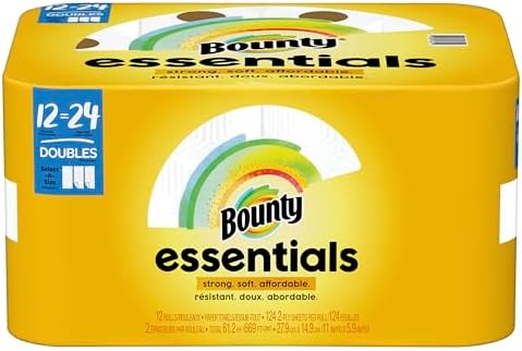 Bounty Essentials Select-A-Size Paper Towels, 12 Double Rolls = 24 Regular Rolls by Bounty