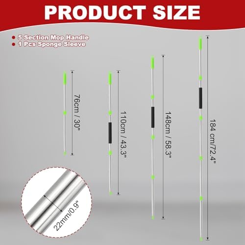 uxcell Spin Mop Replacement Handle 5 Section 30"-to-72 Green - Image 2