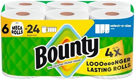 Bounty Select-A-Size Paper Towels, 6 Mega Rolls = 24 Regular Rolls by Bounty
