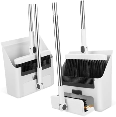 Foldable Broom and Standing Dustpan Set, Durable 3-in-1 Cleaning Set by PLAFOPE