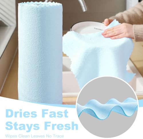 Jessy Home 2 Roll Reusable Paper Towels, 100 Sheets Tear Away Microfiber - Image 2