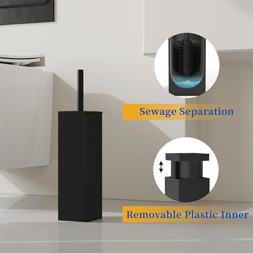 RUACQ Toilet Brush and Holder Set, Matte Black, 2 Pack - Image 5