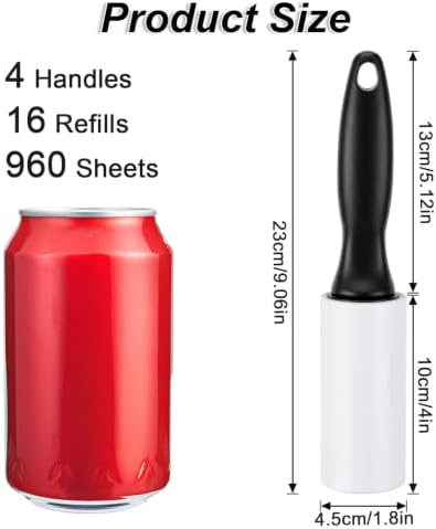 Lint Roller for Pet Hair, 960 Sheets, 4 Handles & 16 Refills - Image 2