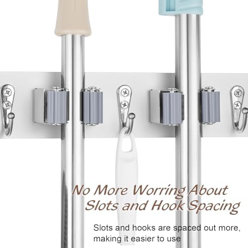 OUTNILI White Mop Broom Holder Wall Mount - Image 4