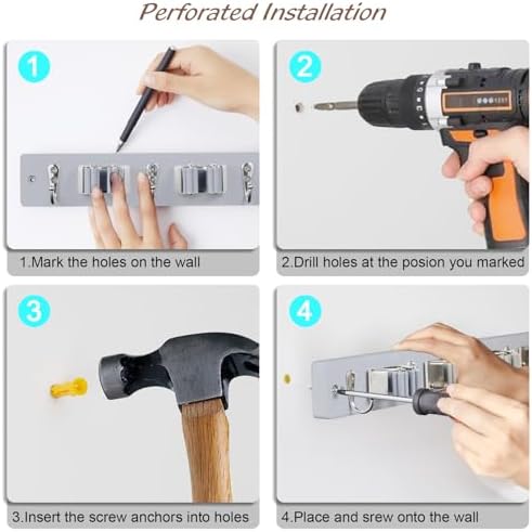 OUTNILI Gray Mop Broom Holder Wall Mount - Image 7