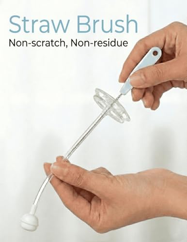 Nylon Baby Bottle Brush, Suction Base, Hidden Cleaner & Straw Brush - Image 6