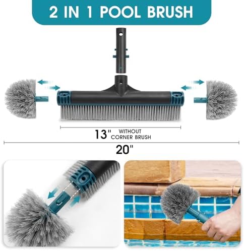 20'' Pool Brush Head, Detachable Pool Cleaning Brush - Image 2