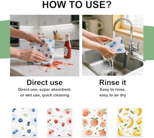 Swedish Dishcloths for Kitchen, Reusable Paper Towels, 4 Pack - Image 5