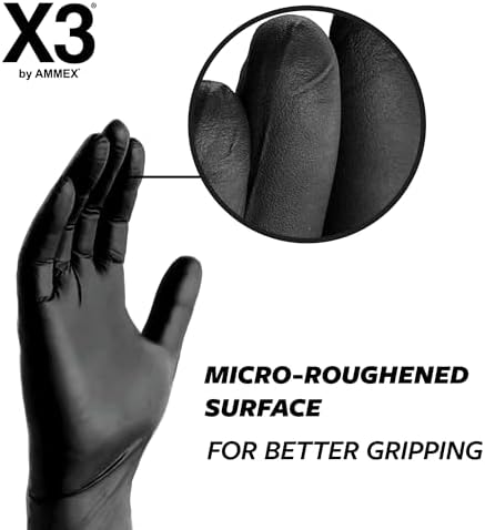 X3 Nitrile Disposable Gloves Latex Free 3 mil Black - Image 4