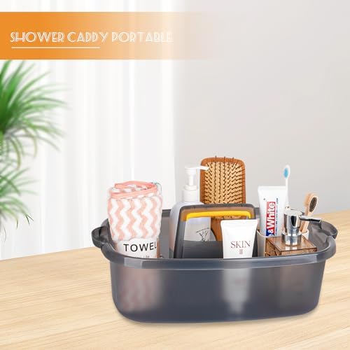 Large Cleaning Supplies Caddy Portable Shower Caddy Basket Clear Grey - Image 3