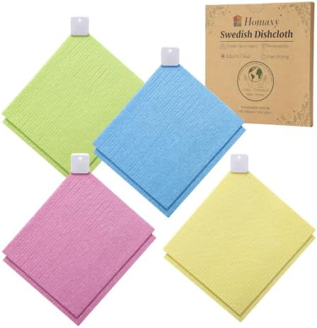 Homaxy Swedish Dishcloths, 8 Pack Pure Color Reusable Paper Towels by Homaxy