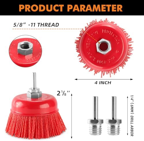 POLIWELL 2 Pack 4 Inch Abrasive Nylon Bristle Cup Brush - Image 2