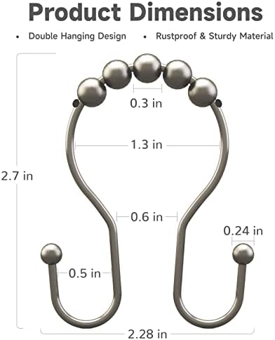 Bathway Shower Curtain Hooks Rust Proof Shower Curtain Rings, Smooth Glide - Image 5