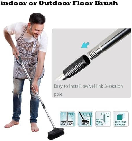 Push Broom Brush Stiff Bristles Floor Cleaning Brush Multi-Purpose Scrubber - Image 2