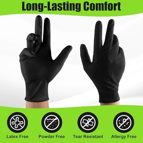 TREEGO Black 10 Mil Diamond Grip Nitrile Gloves Case - Image 6