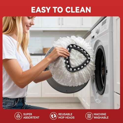 8 Pack Mop Replace Head with 1 Base Plate, 1 Scrub Brush Head - Image 7