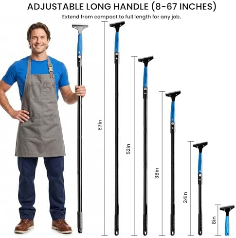 Floor Scraper - 8'' To 67'' Adjustable Long Handle - Image 2
