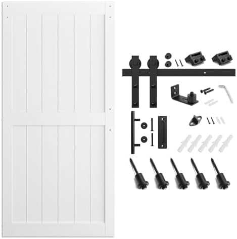 SMARTSTANDARD 42" x 84" White Sliding Barn Door - Image 6