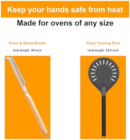 Pizza Oven Accessories Kit w/Pizza Oven Brush & Stone Scraper, 8 inch Pizza - Image 2