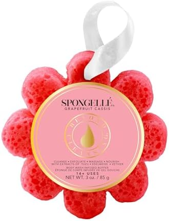 Spongellé Grapefruit Cassis Wild Flower Bath Sponge | Built-in Body Wash & Body by Spongell%C3%A9