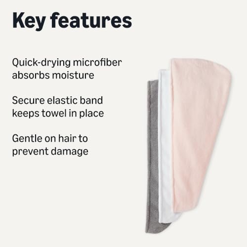 Amazon Basics Quick Dry Microfiber Hair Towel Wrap, Hair Drying Towel - Image 2