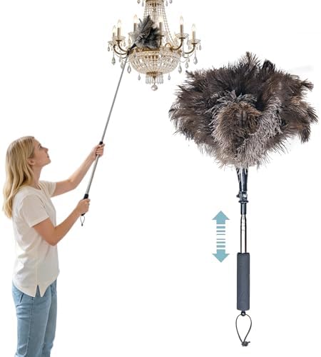 Feather Duster Extendable 22–47 Inch, Natural Ostrich Feather Duster by Unknown