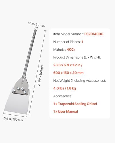 VEVOR SDS Max Floor Scraper, 23.6" x 5.9" Chisel Bit - Image 2
