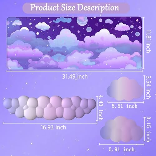 Purple Cloud Mouse Pad Cloud Keyboard Wrist Rest - Image 6
