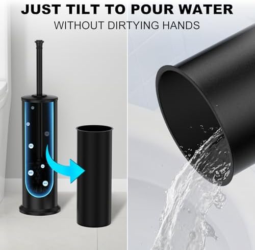 Black Toilet Brush and Holder，Extra Long Handled Toilet Brush - Image 6