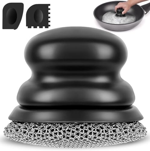 Cast Iron Scrubber and Scraper, Chain Mail Scrubber Cast Iron by Onewly