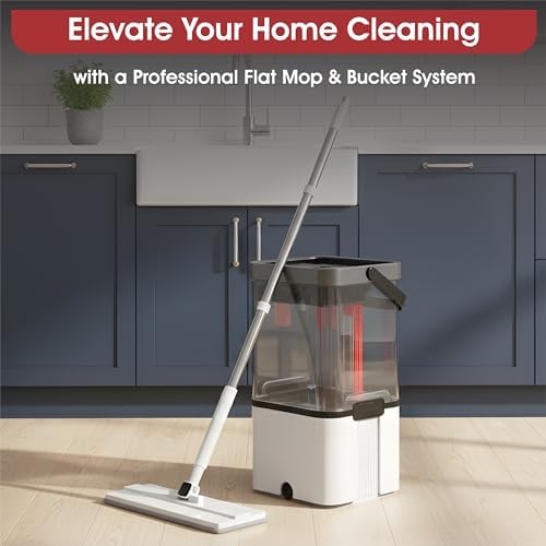 Self Cleaning No Dirt Flat Extendable Mop & Transparent Bucket System, Dual - Image 7