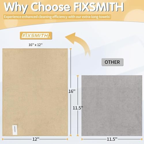 FIXSMITH Beige Microfiber Cleaning Cloth -Pack of 12, Highly Absorbent Cleaning - Image 3