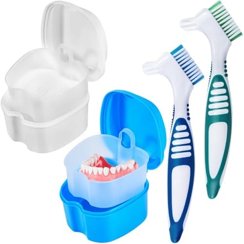 KISEER 2 Pack Denture Bath Case Cup Box Holder Storage Container by KISEER