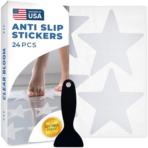Clear Bloom Anti-Slip Shower Stickers, Non-Slip Bathtub Floor Grip, 24 Pack by ClearBloom