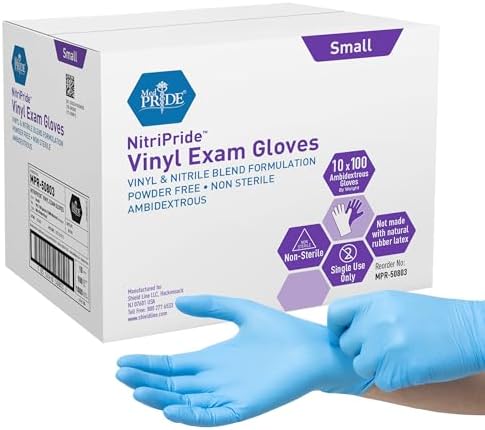 MED PRIDE Nitrile/Vinyl Blend Exam Gloves, Powder-Free by MEDPRIDE