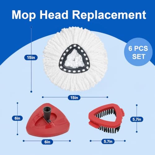 6Pcs Mop Heads Replacement, Includes 4 Mop Heads, 1Brush Head 1 Base - Image 2
