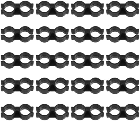 uxcell 20Pcs Double Port Pipe Clamps 0.8" PVC Dustpan Broom Connector Black by uxcell