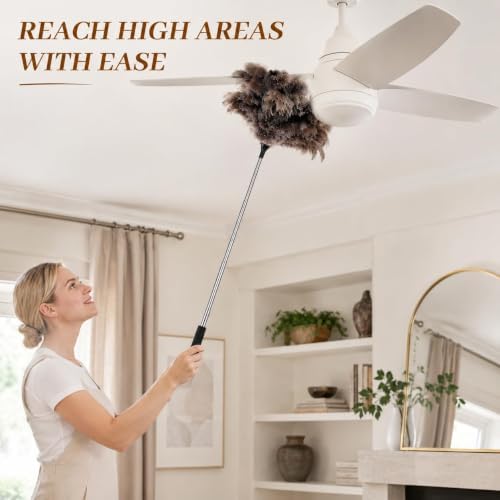 Extendable Ostrich Feather Duster 17–40 Inch, Fluffy Long Handle Reusable - Image 6