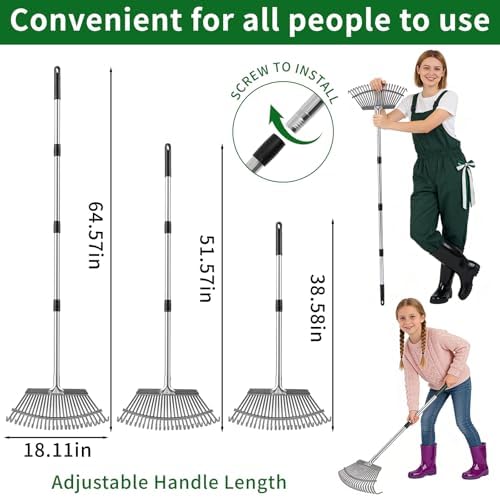 72 Gallon Leaf Rake Set with Dustpan-Type Bag - Image 3