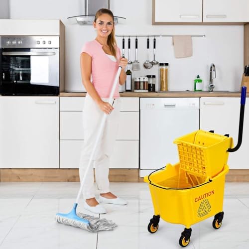 Mop Bucket, Commercial Bucket for Mopping on Wheels - Image 2