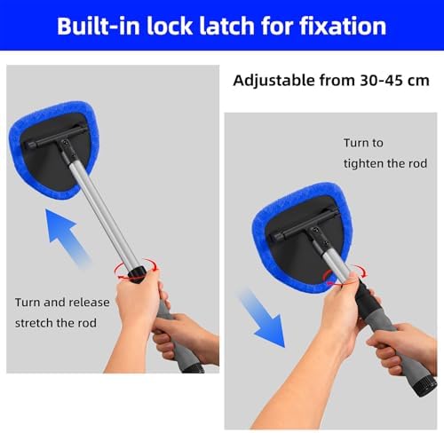 Windshield Cleaner Tool with Extendable Aluminum Handle, Streak-Free Auto Glass - Image 3