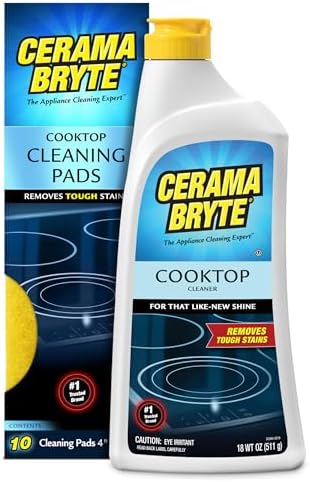 Cerama Bryte Glass Cooktop Cleaner Bundle, 18 oz Bottle & 10 Pads - Image 5