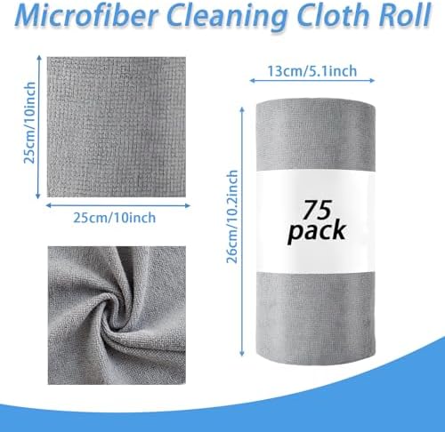 Niurewan 75 Pack Microfiber Cleaning Cloth Roll, Reusable Tear Away Microfiber - Image 2