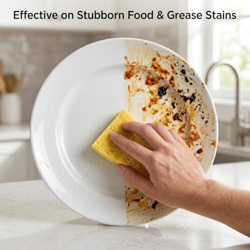 Natural Cellulose Dish Sponges for Kitchen, Non-Scratch Scrub Sponge - Image 3