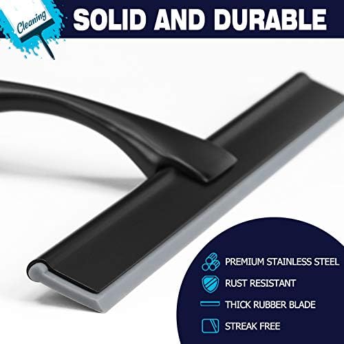 Shower Squeegee, 10-Inch Matte Black Squeegee, All-Purpose Stainless Steel - Image 3