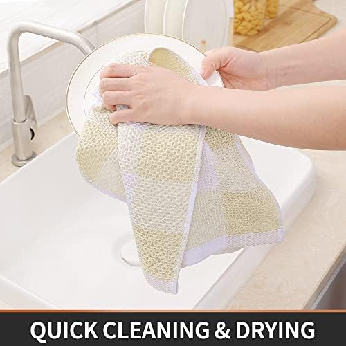 Homaxy 100% Cotton Plaid 4 Pack Kitchen Towels - Image 3